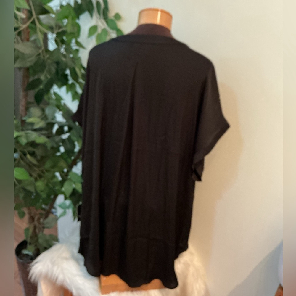Simply Vera Vera Wang Cuffed dolman sleeve popover v neck blouse 4X - Picture 4 of 12